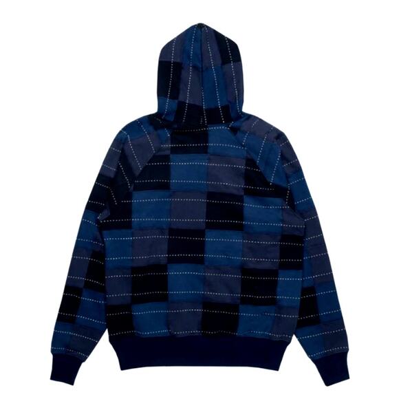 Samuel Zelig Patchwork Hoodie XL Navy Blue Heavyweight Cotton Sweatshirt NWOT - Picture 3 of 14